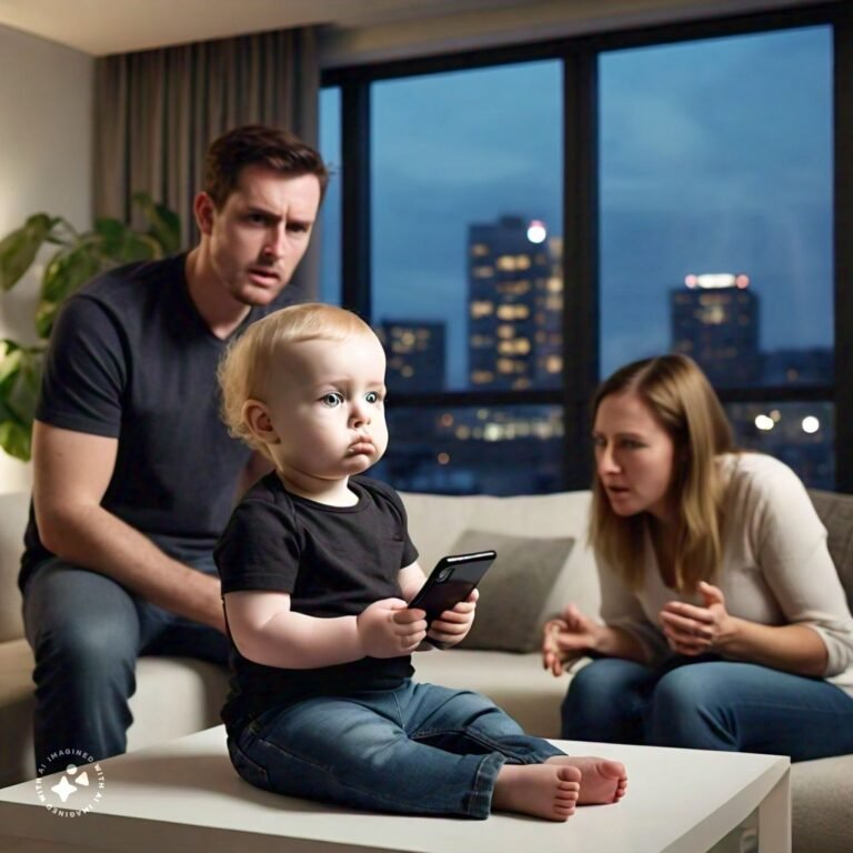 parents scolding baby for using mobile