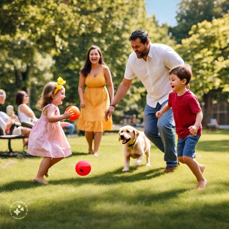 parents playing football with children